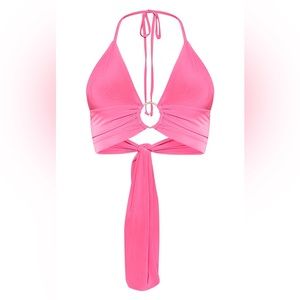 Hot Pink Plunge Ring Detail Bralet